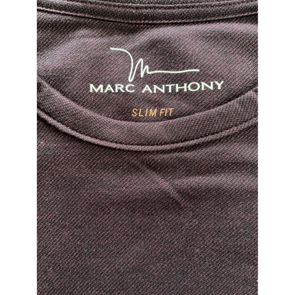 Marc Anthony Mens Slim Fit Long Sleeve Crewneck Shirt Burgundy MM83K002RN - Picture 2 of 6